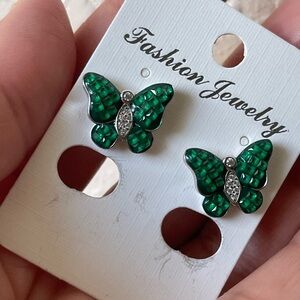 Green Butterfly Earrings